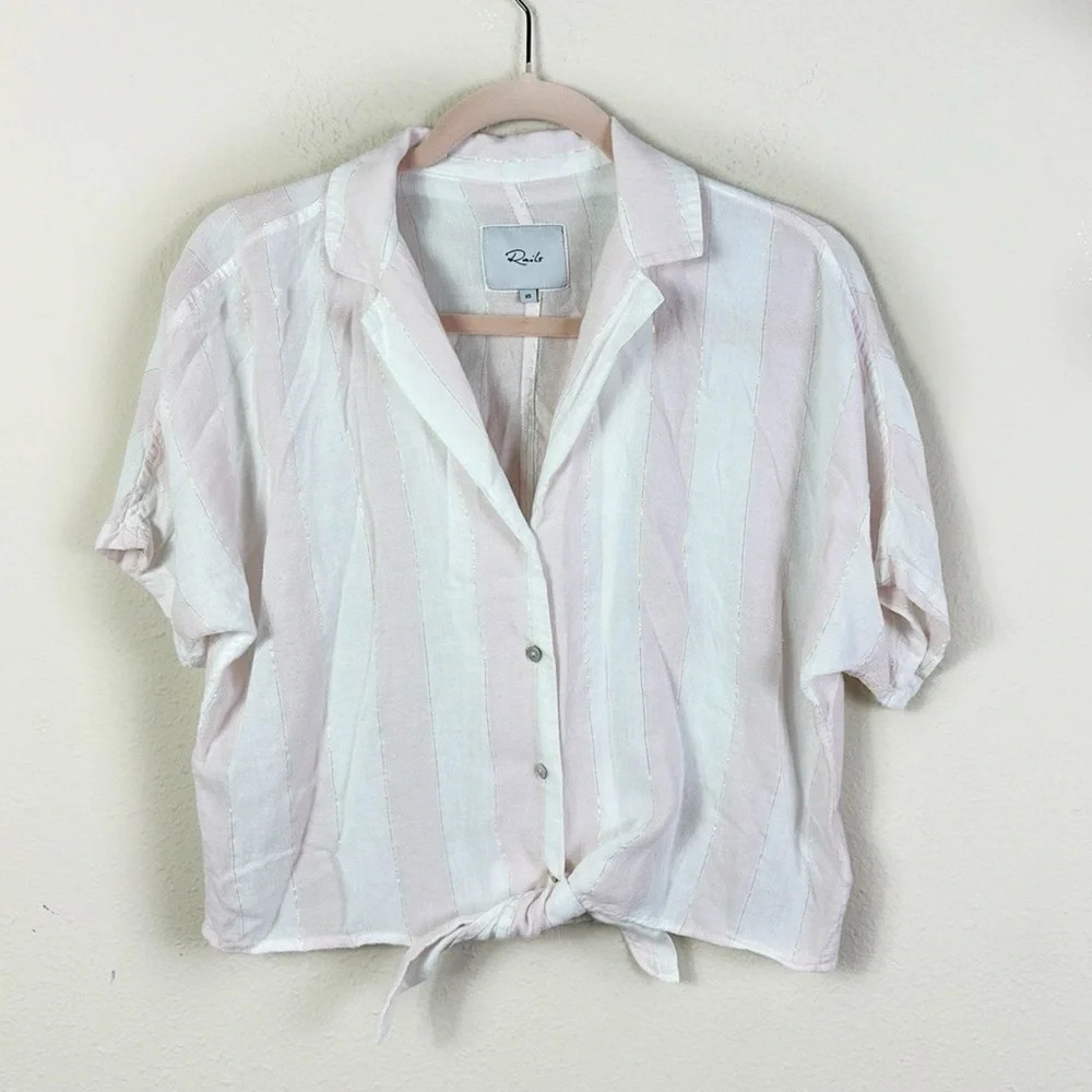 Rails Marley Lotus Stripe Button Down Cropped Shi… - image 3